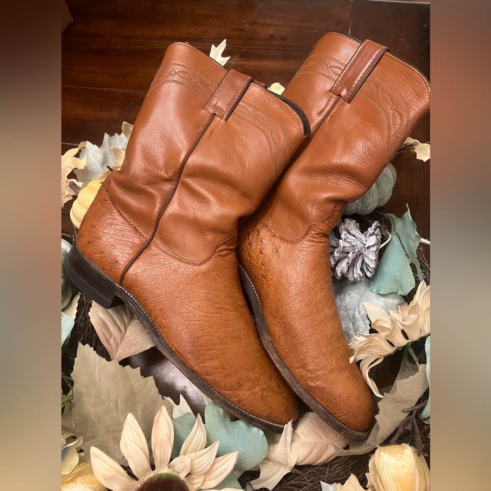 Justin smooth ostrich cowboy ropers